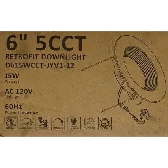 6” 5CCT Retrofit Baffle Trim Downlights 12-pack - Picture 9 of 14